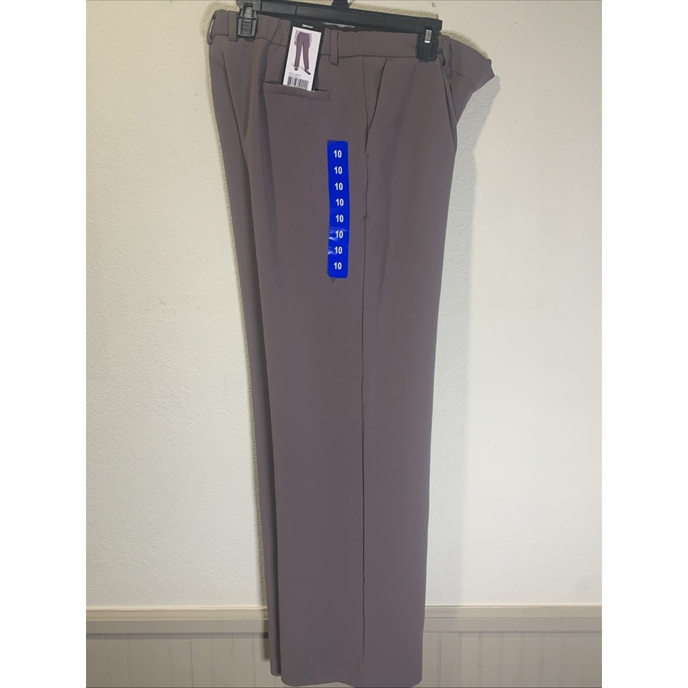 NEW DKNY Women's High Rise Wide Leg Dress Style Career Pants Size 10 Brown - Picture 3 of 7